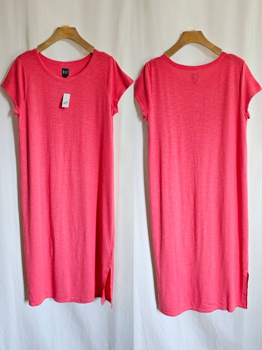 GAP Coral Pink Short Sleeve Midi T-Shirt Dress - Picture 9 of 16